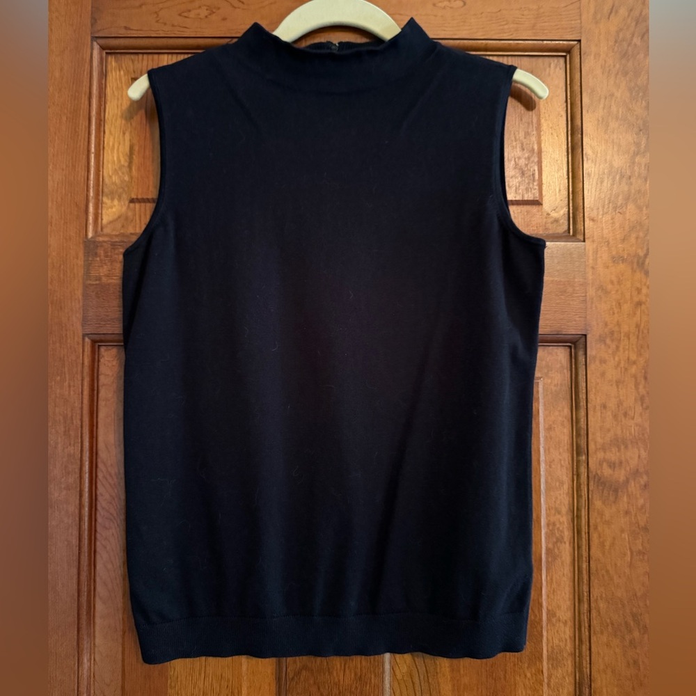 Talbots Petite Medium Black Sleeveless Mock Neck sweater